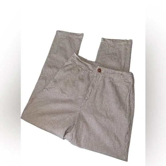 FREE PEOPLE Kate Plaid Straight Leg Pant in Brown & White in Size Small - Picture 7 of 8